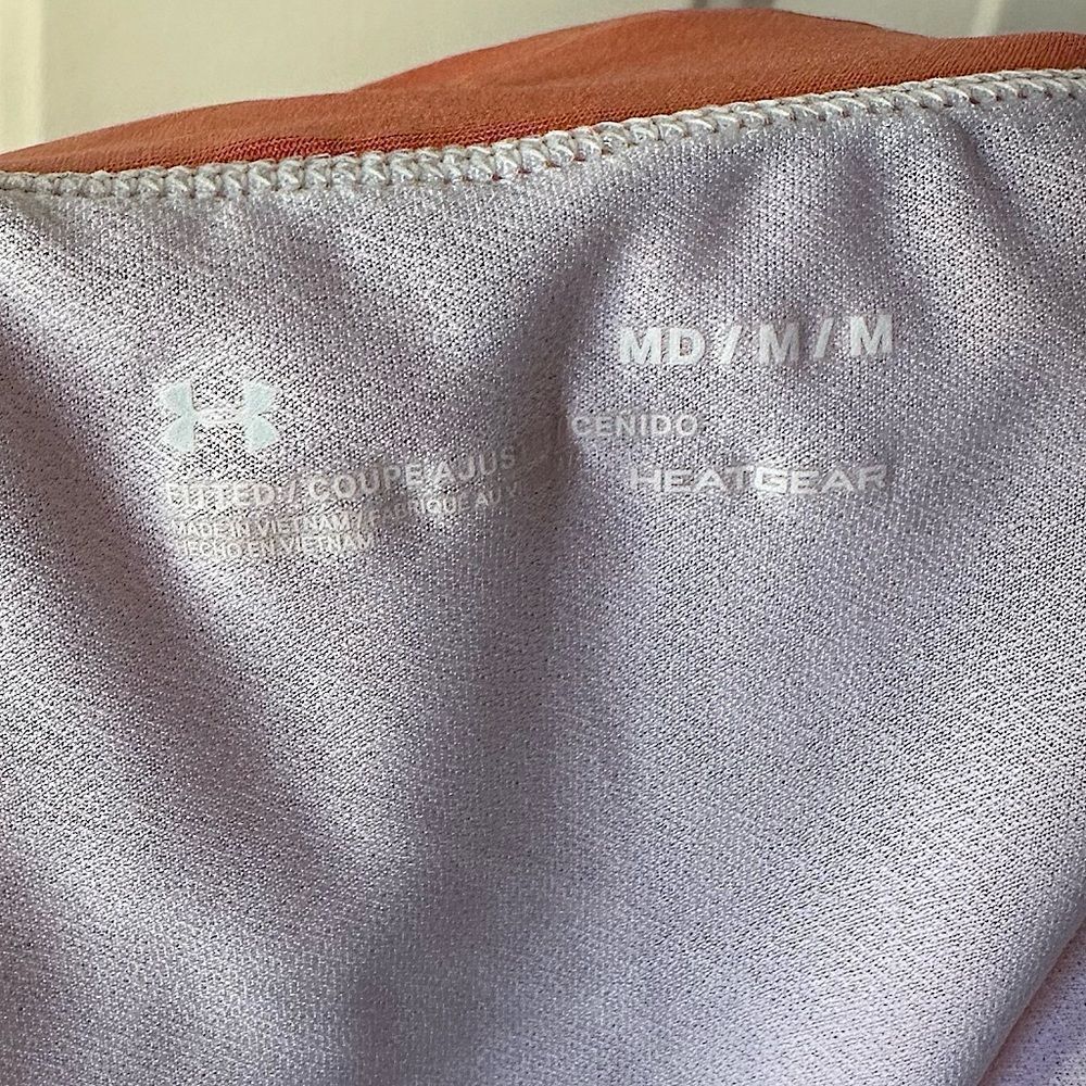 Under Armour Fitted Logo Coral Orange Shorts - Picture 8 of 9
